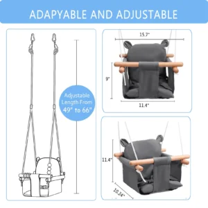 Baby Swing Outdoor Indoor, Secure Canvas Hanging Swing Seat