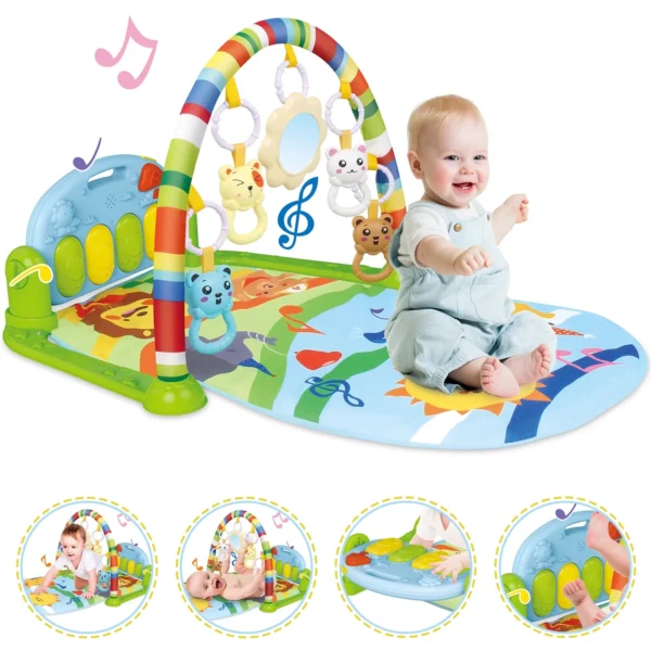 3 in 1 Baby Play Gym Mat, Kick and Play Piano Playmat - Image 2