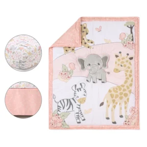 Pink and Grey Wildest Dreams Crib Bedding Set for Baby Girls