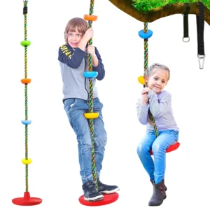 Tree Swing for Kids, 3-in-1 Climbing Rope with Platforms