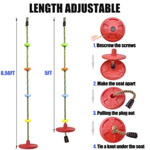 Tree Swing for Kids, 3-in-1 Climbing Rope with Platforms